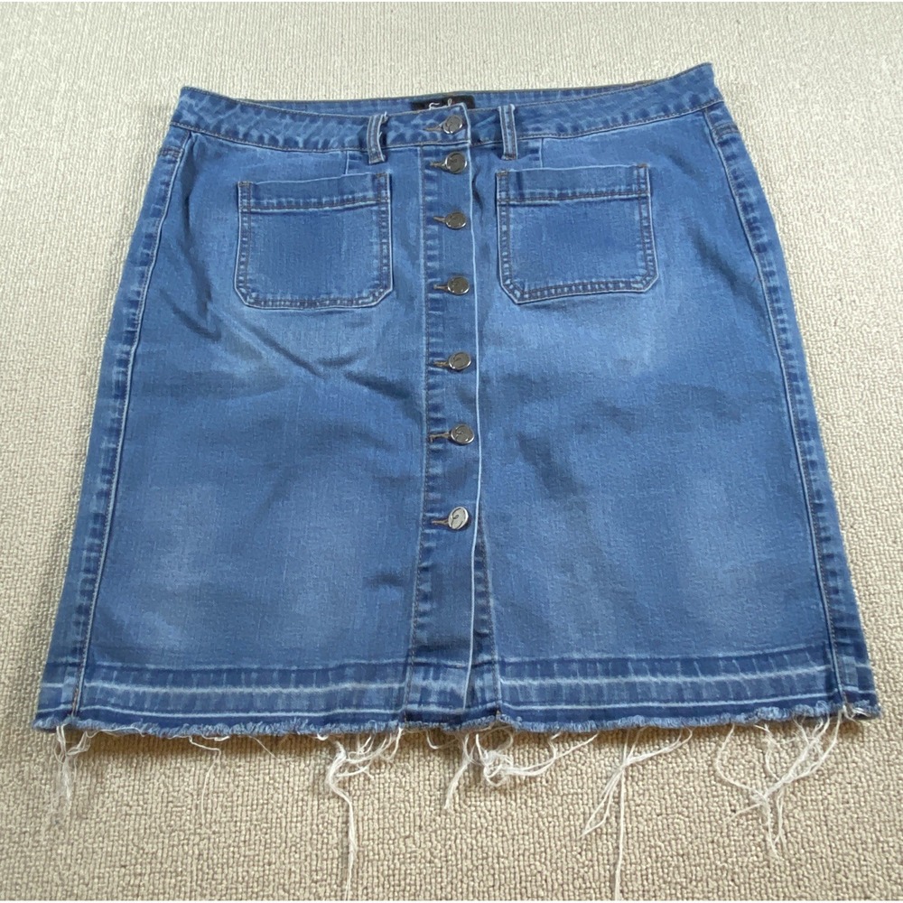 Vintage Earl Button Up Jean Skirt Womens Size 16